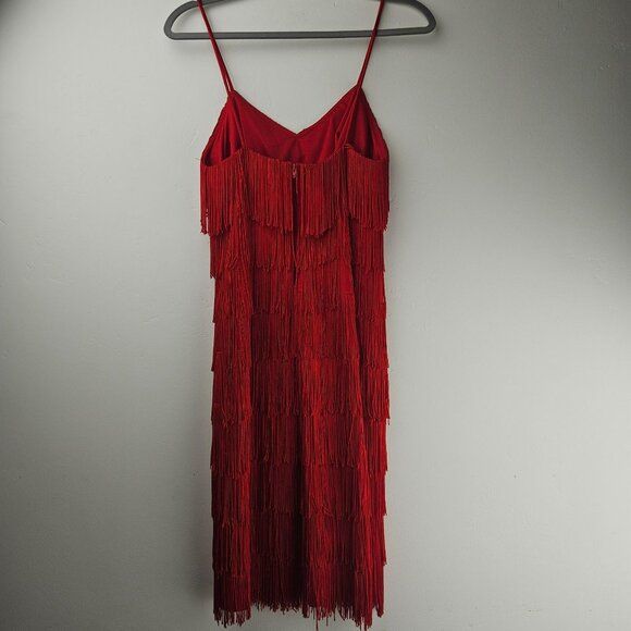 Elegant Red Fringe Midi Dress - Picture 7 of 13
